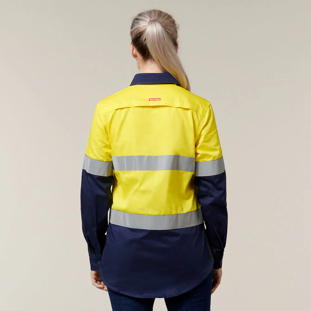 Hard Yakka Women's Hi-Vis Lightweight 2 Tone Taped Long Sleeve Shirt (Y08805) - Image 10