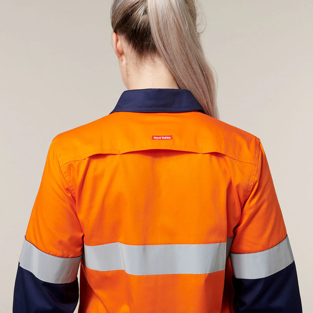Hard Yakka Women's Hi-Vis Lightweight 2 Tone Taped Long Sleeve Shirt (Y08805) - Image 6