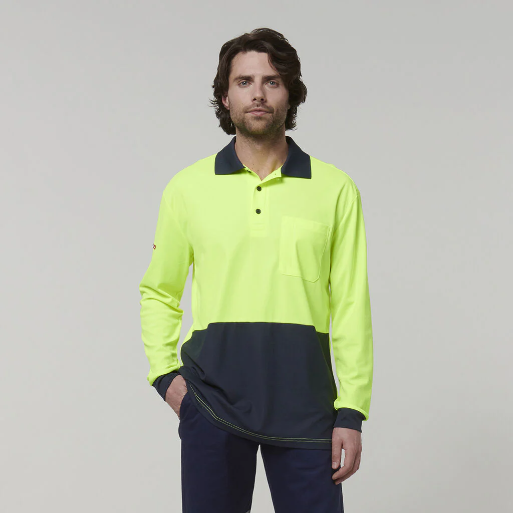 Hard Yakka Men's Long Sleeve Hi Vis Polo (Y19617) - Image 10