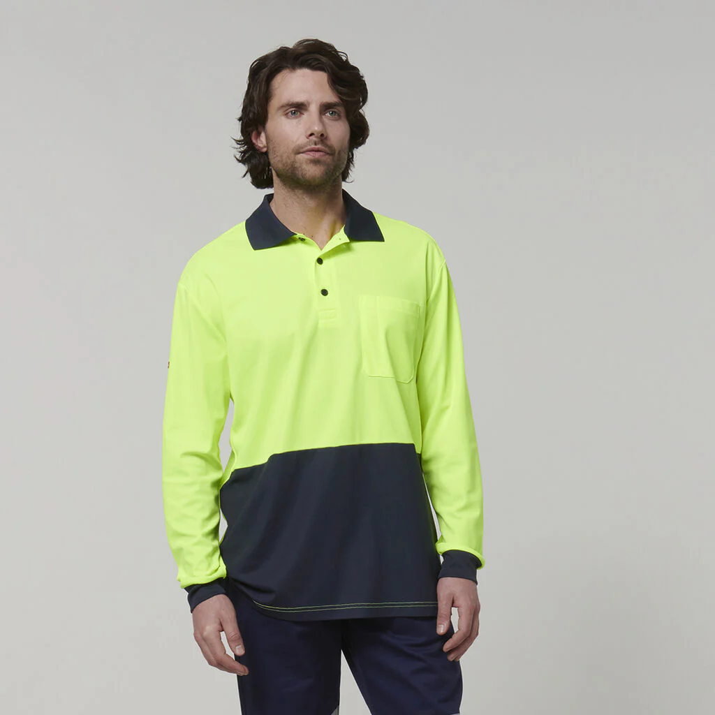 Hard Yakka Men's Long Sleeve Hi Vis Polo (Y19617) - Image 11
