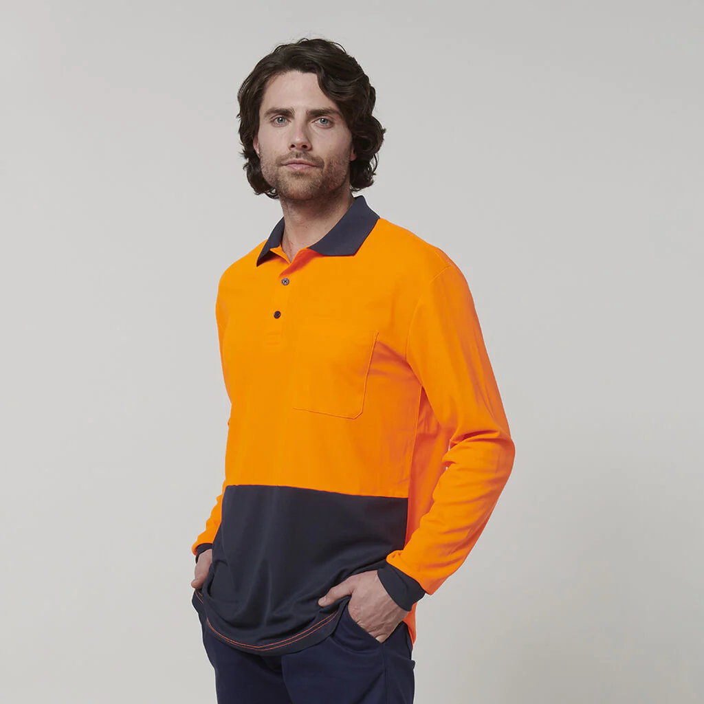 Hard Yakka Men's Long Sleeve Hi Vis Polo (Y19617) - Image 5