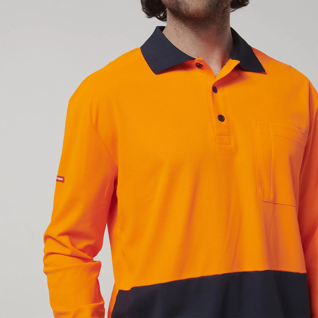 Hard Yakka Men's Long Sleeve Hi Vis Polo (Y19617) - Image 8