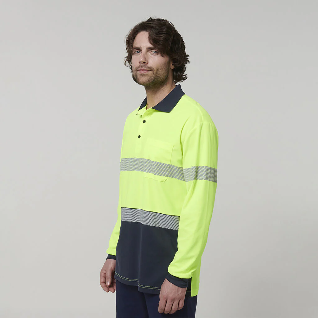 Hard Yakka Men's Long Sleeve Hi Vis Taped Polo (Y19619) - Image 12