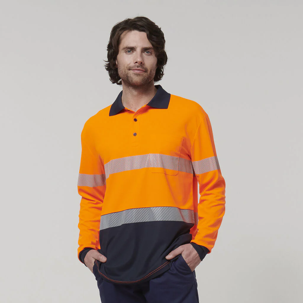 Hard Yakka Men's Long Sleeve Hi Vis Taped Polo (Y19619) - Image 3
