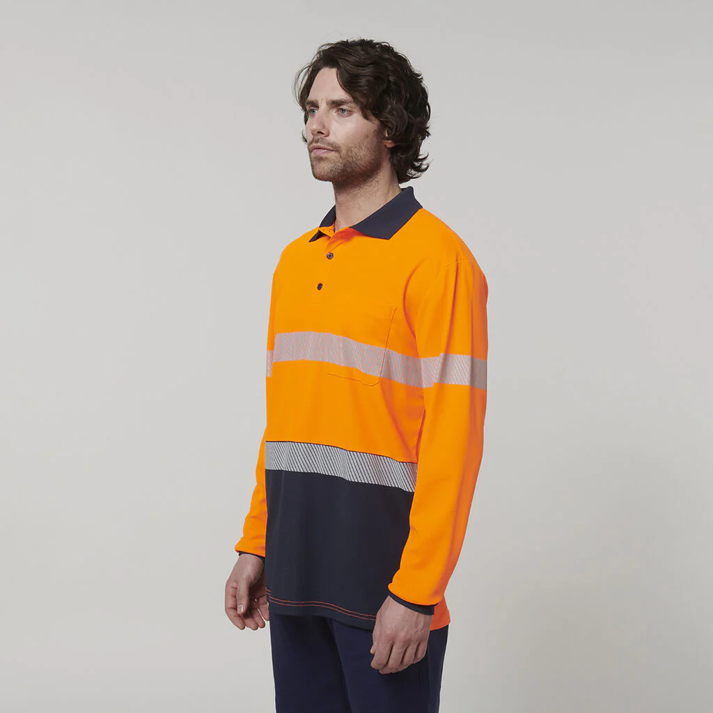 Hard Yakka Men's Long Sleeve Hi Vis Taped Polo (Y19619) - Image 4