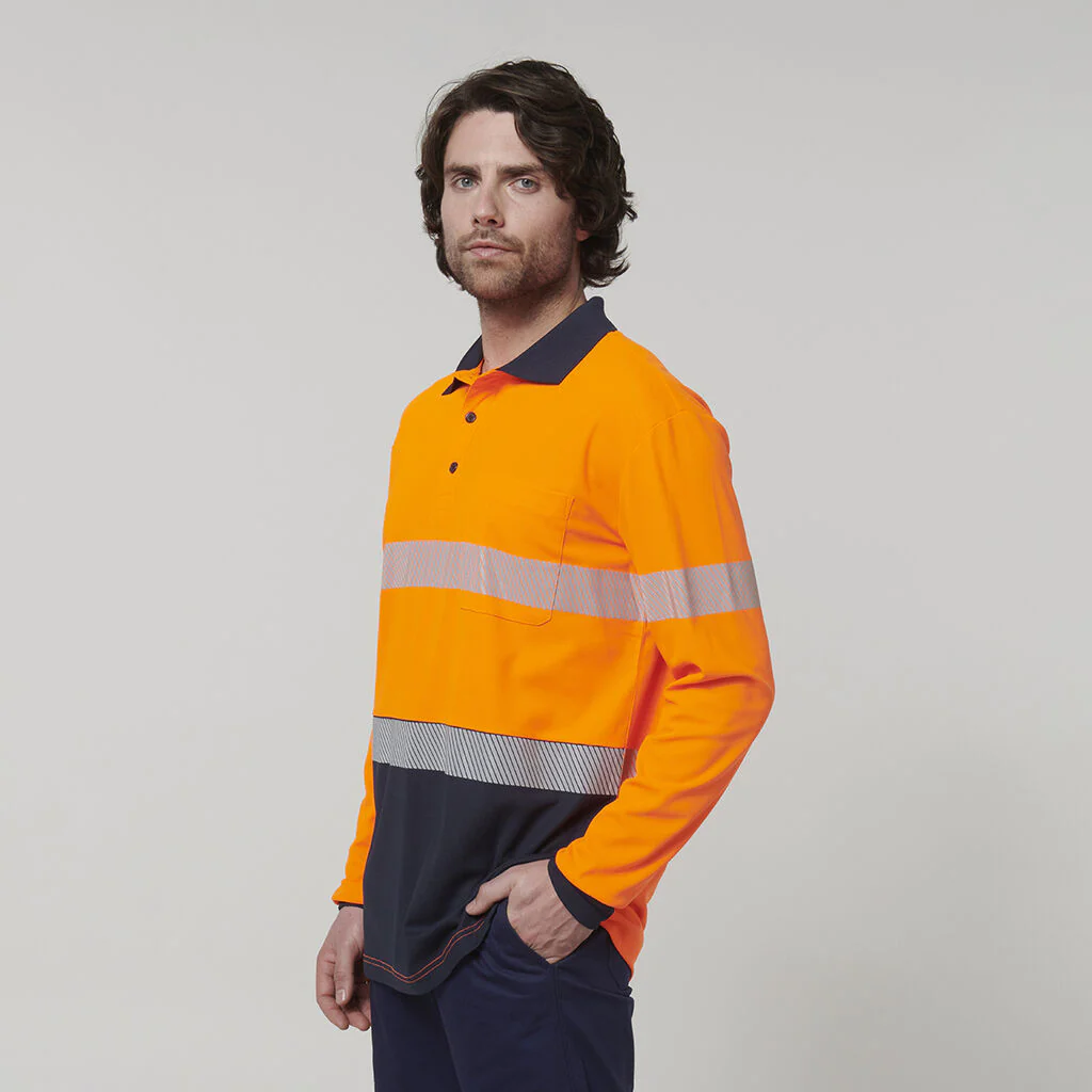 Hard Yakka Men's Long Sleeve Hi Vis Taped Polo (Y19619) - Image 5