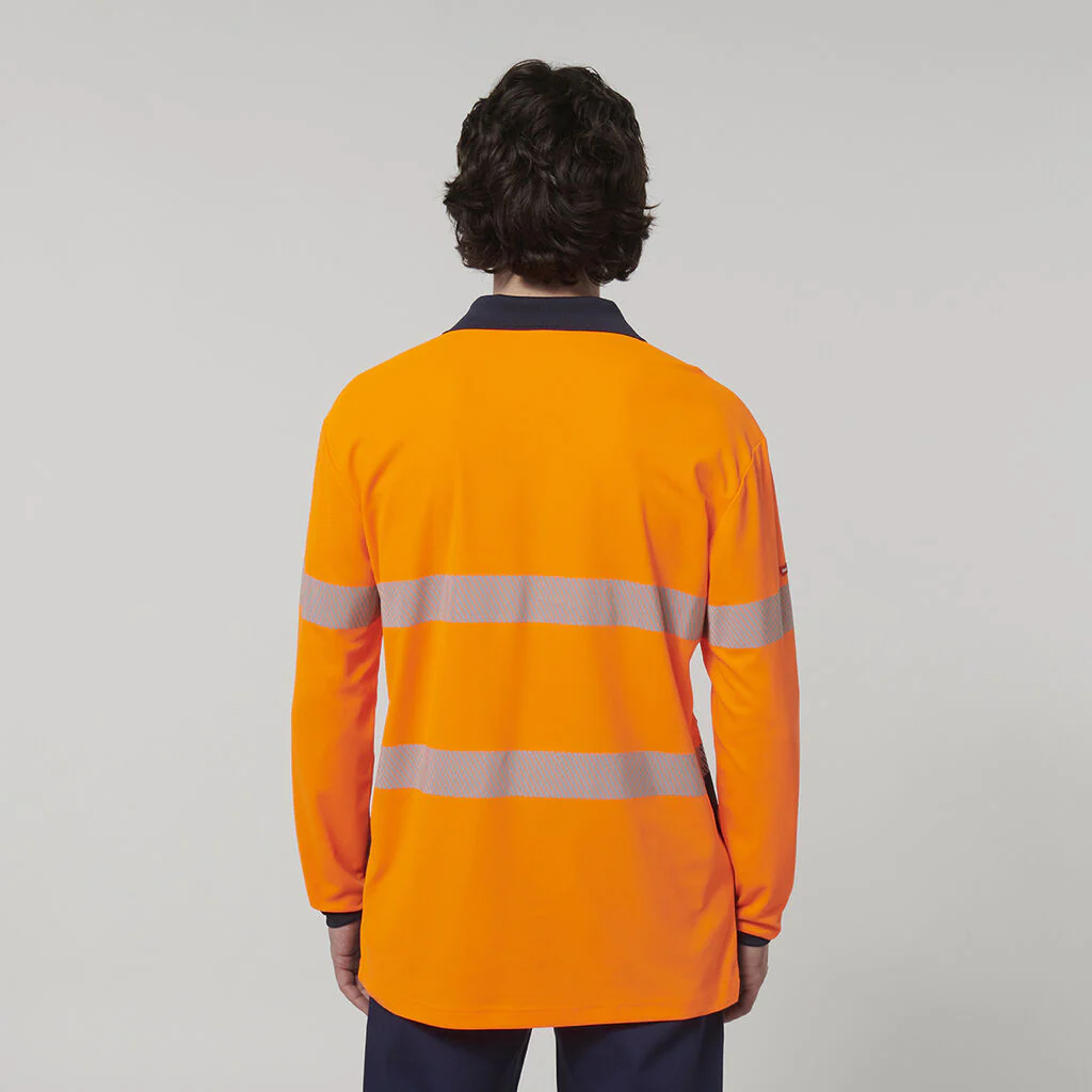 Hard Yakka Men's Long Sleeve Hi Vis Taped Polo (Y19619) - Image 6