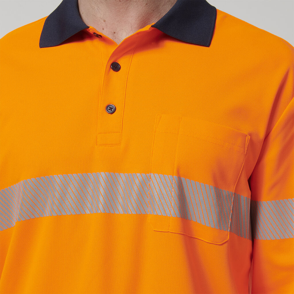 Hard Yakka Men's Long Sleeve Hi Vis Taped Polo (Y19619) - Image 8