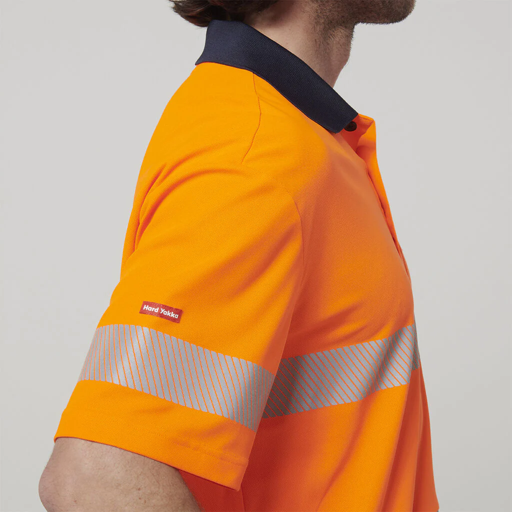 Hard Yakka Men's Short Sleeve Hi Vis Taped Polo (Y19618) - Image 7
