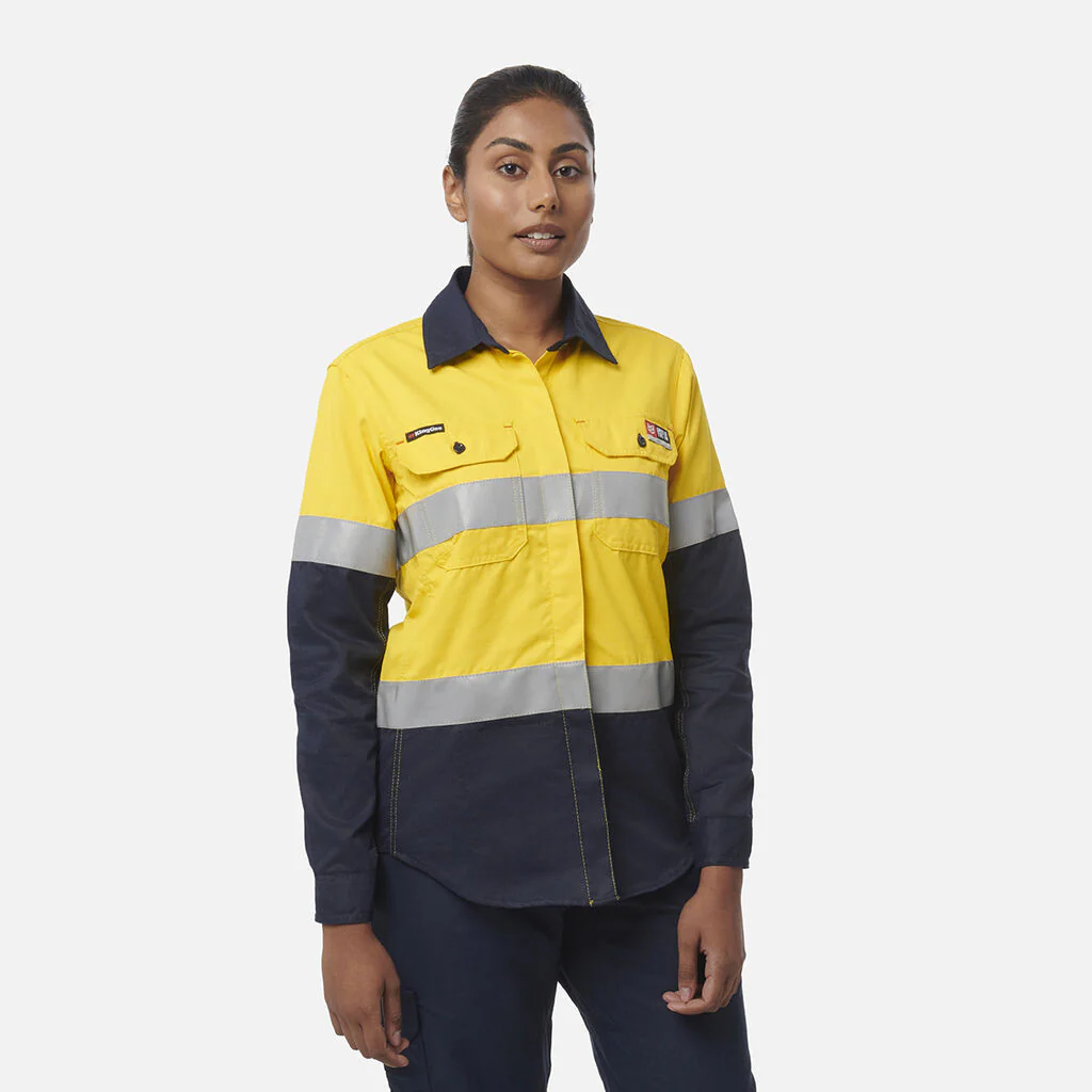 King Gee Women's ShieldTec FR Hi Vis 2Tone Open Front Taped Shirt (Y04050) - Image 4