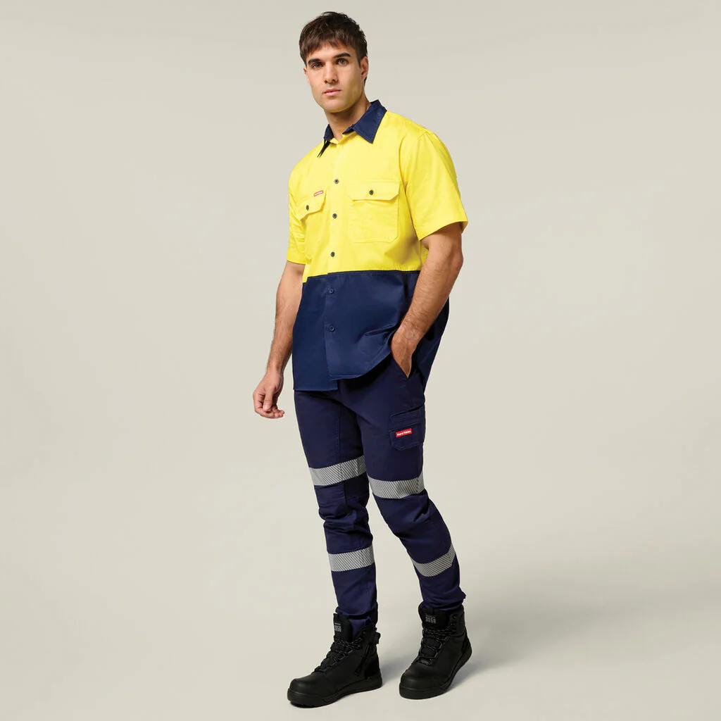 Hard Yakka Core Hi-Vis Light Weight Vented Short Sleeve Cotton Shirt (Y04620) - Image 10
