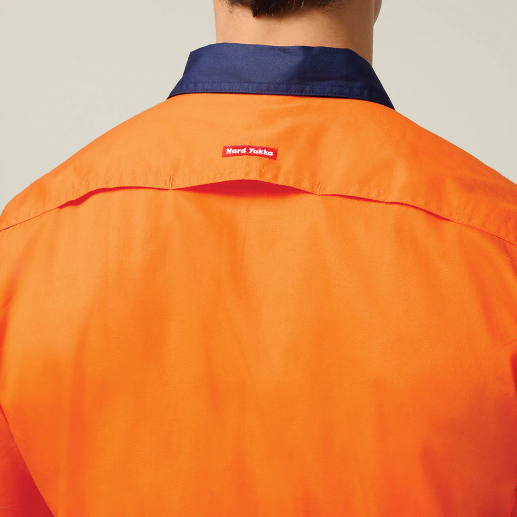Hard Yakka Core Hi-Vis Light Weight Vented Short Sleeve Cotton Shirt (Y04620) - Image 2
