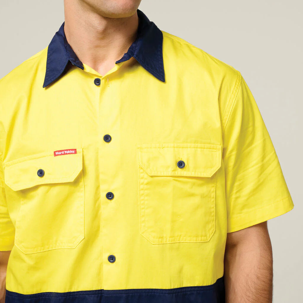 Hard Yakka Core Hi-Vis Light Weight Vented Short Sleeve Cotton Shirt (Y04620) - Image 6