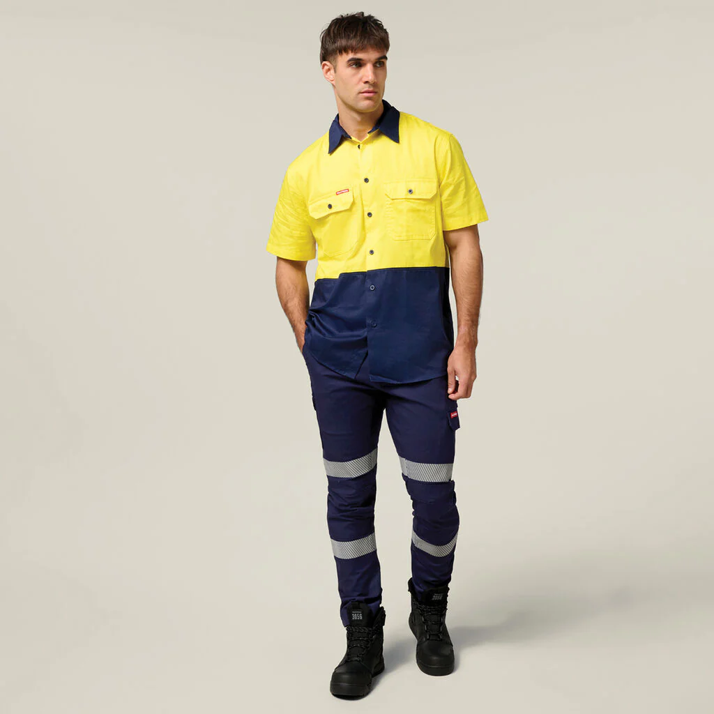 Hard Yakka Core Hi-Vis Light Weight Vented Short Sleeve Cotton Shirt (Y04620) - Image 9