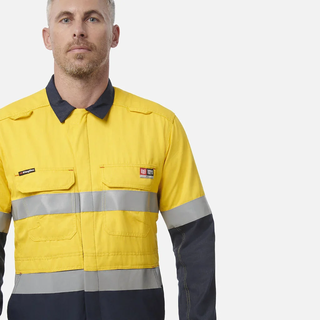 King Gee ShieldTec FR Hi Vis Two Tone Coverall With FR Tape PPE2 (Y00055) - Image 12