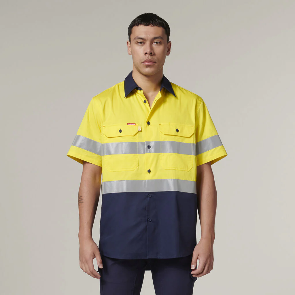 Hard Yakka Short Sleeve Hi Vis 2 Tone Taped Vented Shirt (Y07754) - Image 10