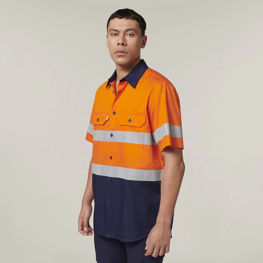 Hard Yakka Short Sleeve Hi Vis 2 Tone Taped Vented Shirt (Y07754) - Image 3