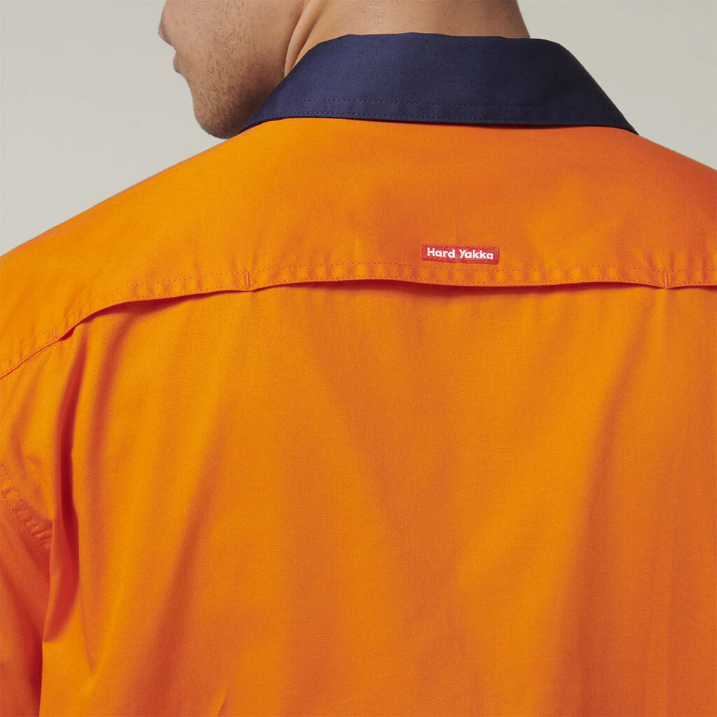 Hard Yakka Short Sleeve Hi Vis 2 Tone Taped Vented Shirt (Y07754) - Image 7