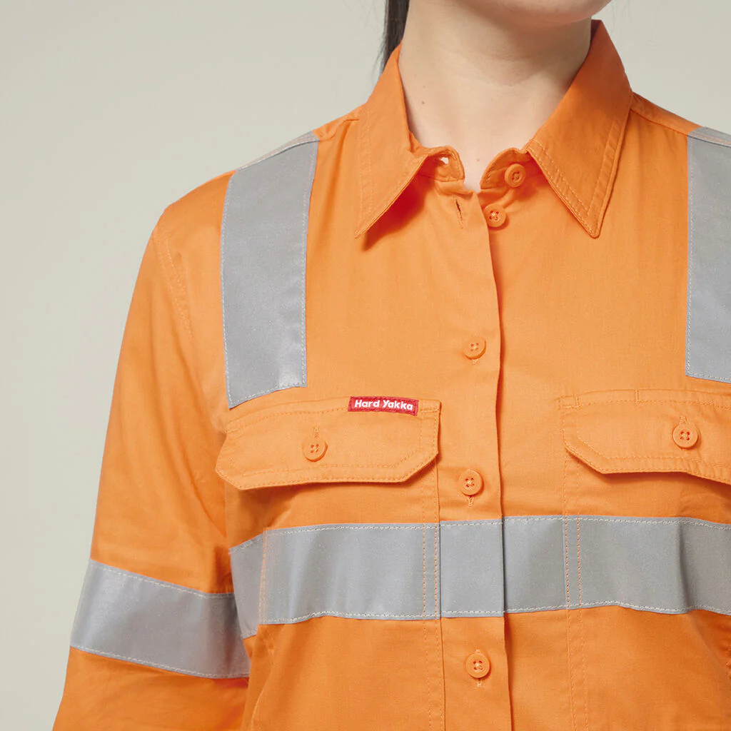 Hard Yakka Womenâ??s Foundations Biomotion Hi-vis Taped Long Sleeve Shirt (Y08421) - Image 4