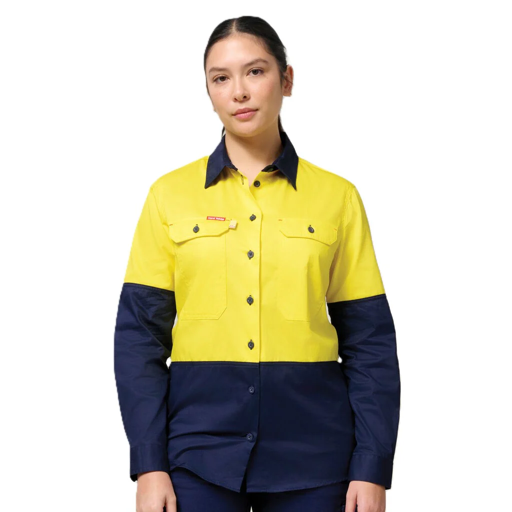 Hard Yakka Women's Long Sleeve Hi Vis 2 Tone Vented Shirt (Y08423) - Image 4