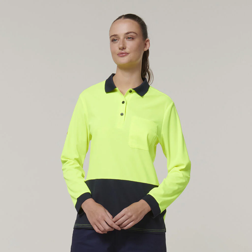Hard Yakka Women's Long Sleeve Hi Vis Polo (Y08603) - Image 10