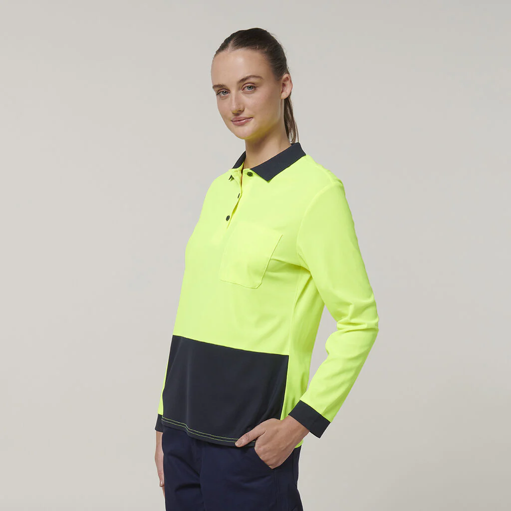 Hard Yakka Women's Long Sleeve Hi Vis Polo (Y08603) - Image 13