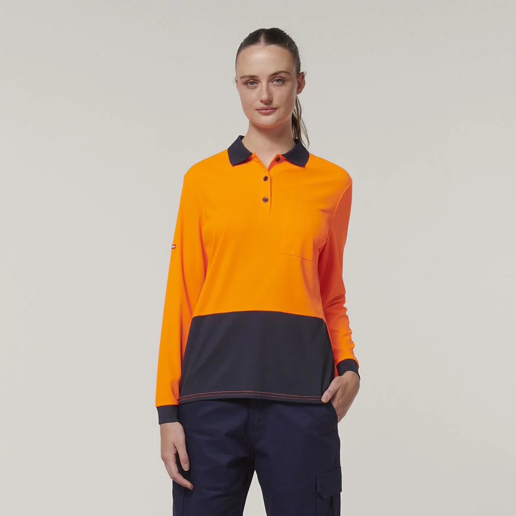 Hard Yakka Women's Long Sleeve Hi Vis Polo (Y08603) - Image 3