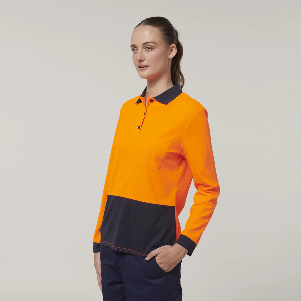 Hard Yakka Women's Long Sleeve Hi Vis Polo (Y08603) - Image 4