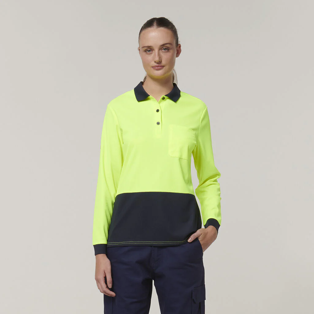 Hard Yakka Women's Long Sleeve Hi Vis Polo (Y08603) - Image 9