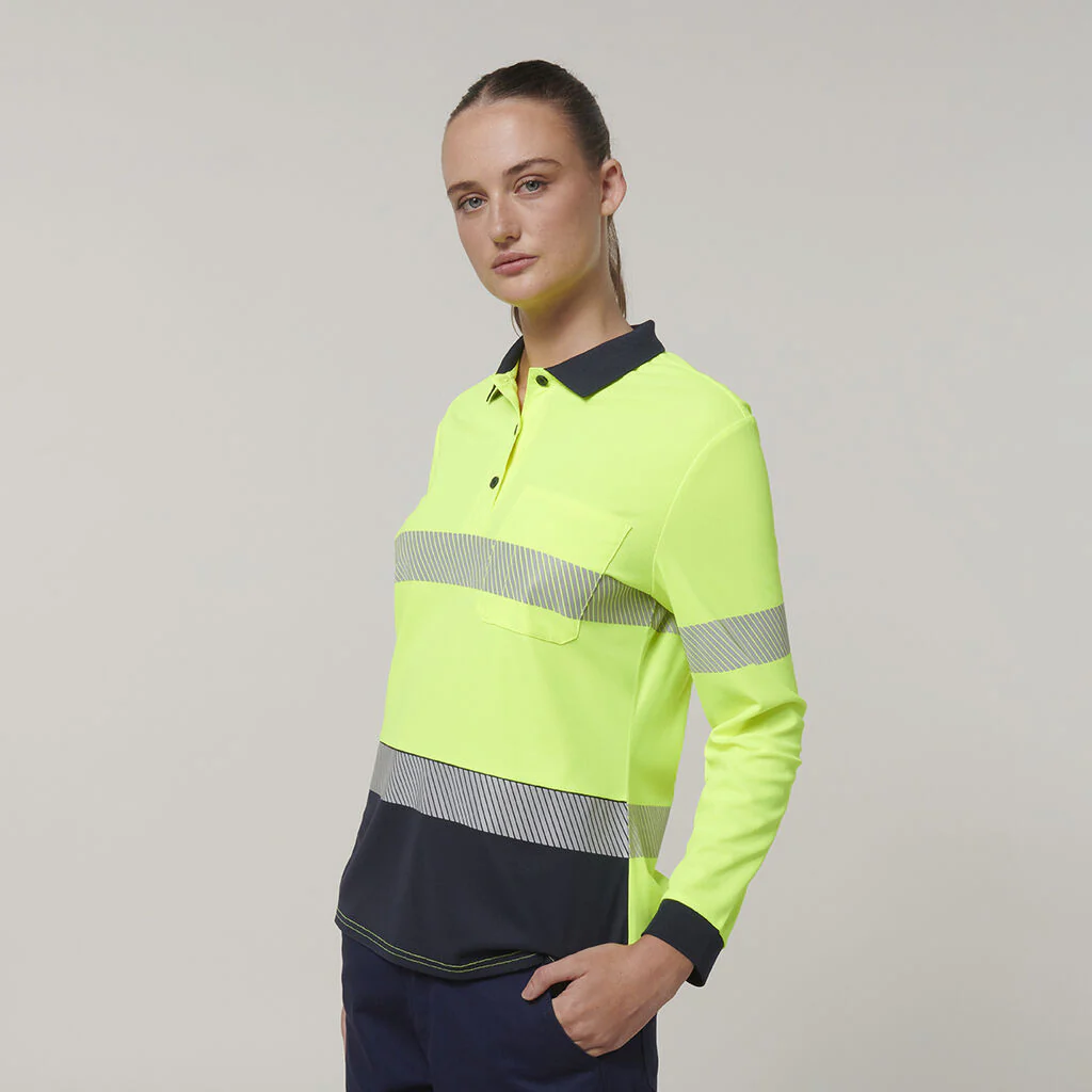 Hard Yakka Women's Long Sleeve Hi Vis Taped Polo (Y08604) - Image 10