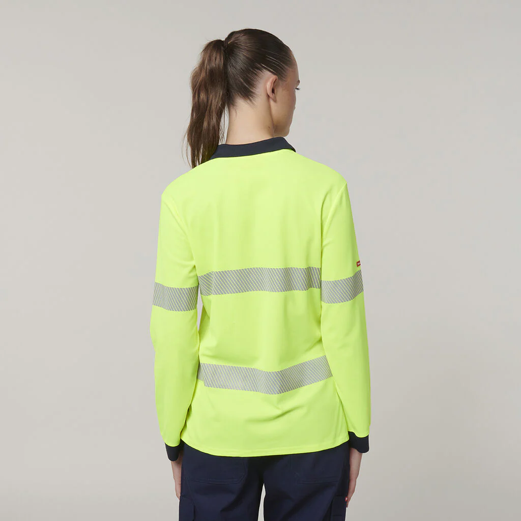 Hard Yakka Women's Long Sleeve Hi Vis Taped Polo (Y08604) - Image 11