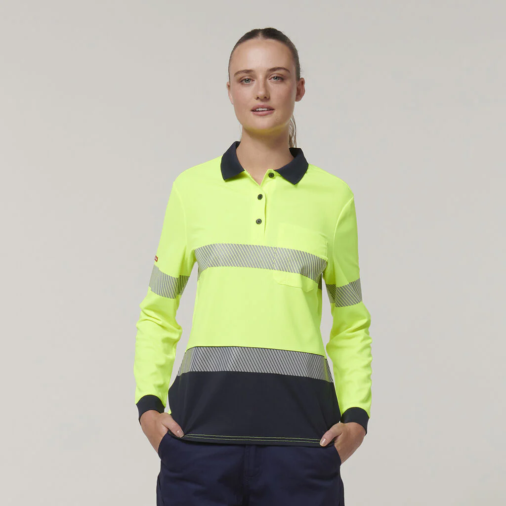 Hard Yakka Women's Long Sleeve Hi Vis Taped Polo (Y08604) - Image 8