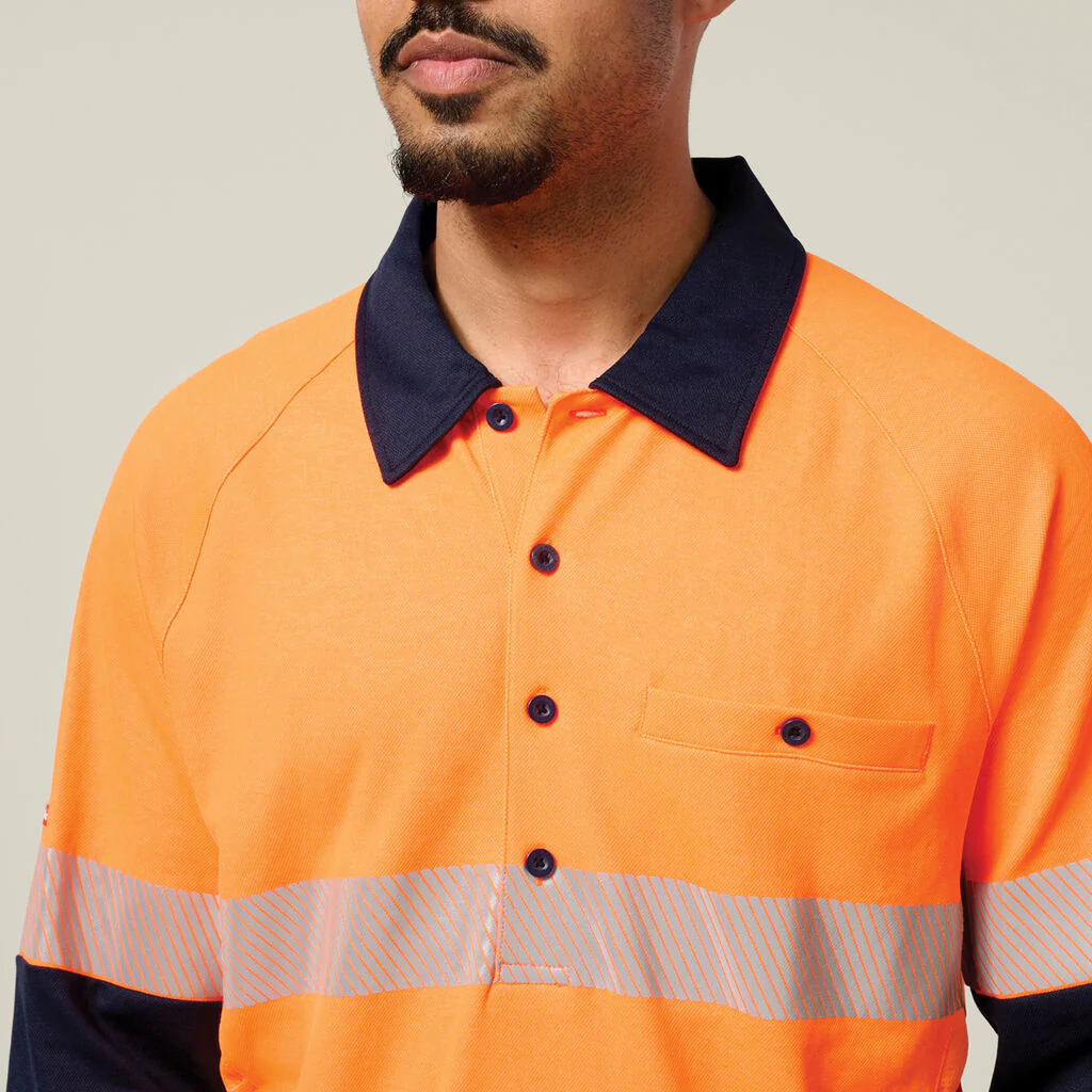 Hard Yakka Core Hi-Vis 2 Tone Taped Vented Long Sleeve Polo (Y11379) - Image 11