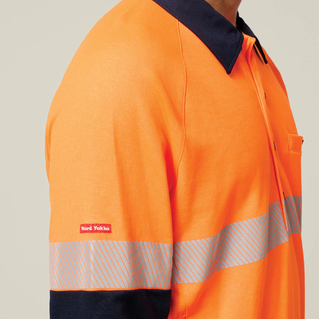 Hard Yakka Core Hi-Vis 2 Tone Taped Vented Long Sleeve Polo (Y11379) - Image 12
