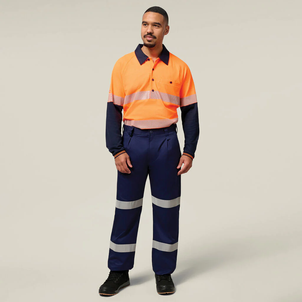 Hard Yakka Core Hi-Vis 2 Tone Taped Vented Long Sleeve Polo (Y11379) - Image 13