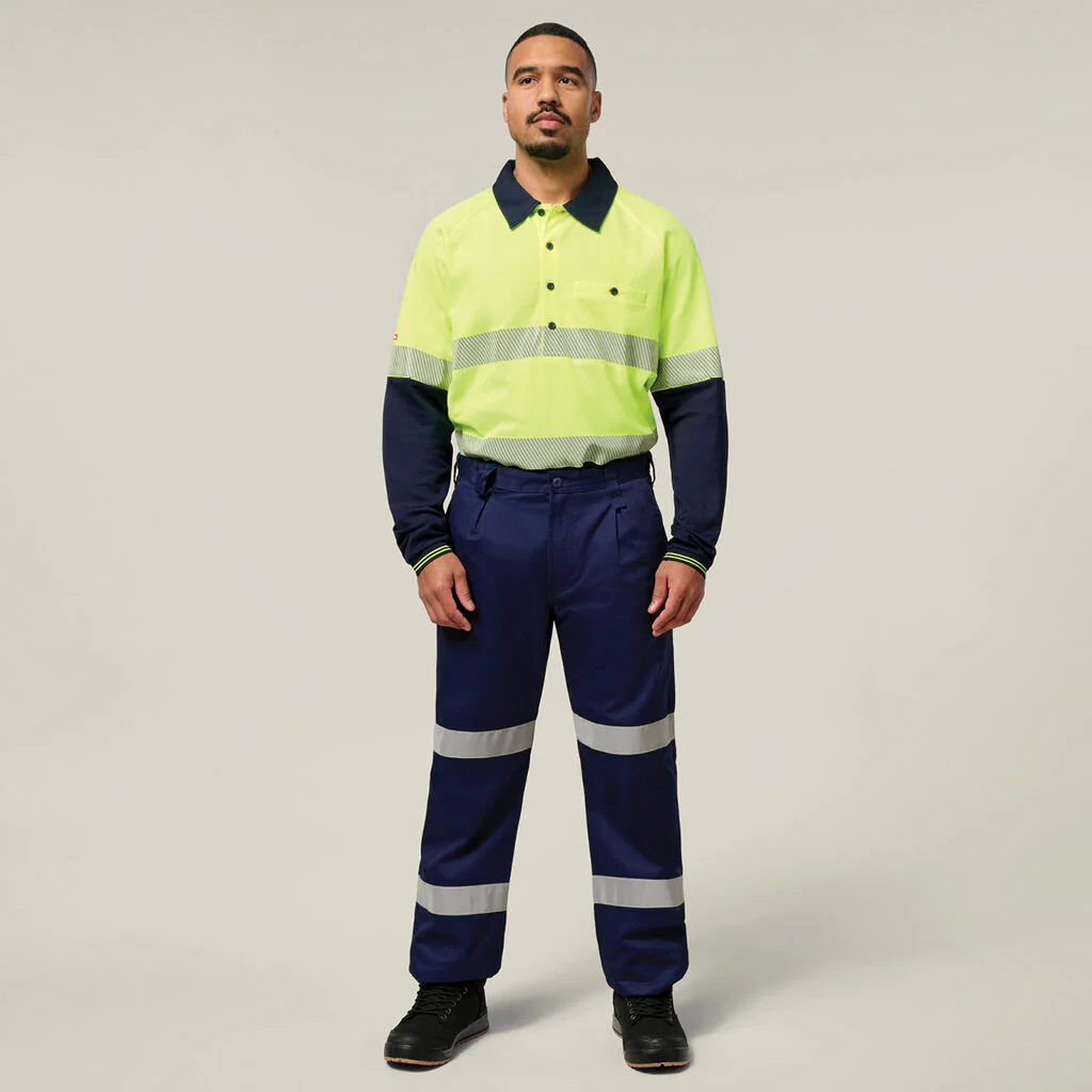 Hard Yakka Core Hi-Vis 2 Tone Taped Vented Long Sleeve Polo (Y11379) - Image 6