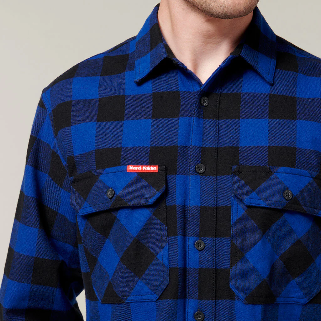 Hard Yakka Long Sleeve Check Flannel Cotton Work Shirt (Y07295) - Image 15