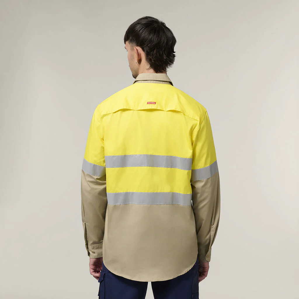 Hard Yakka Core Hi-Vis Long Sleeve 2 Tone Taped Vented Cotton Shirt (Y07940) - Image 13