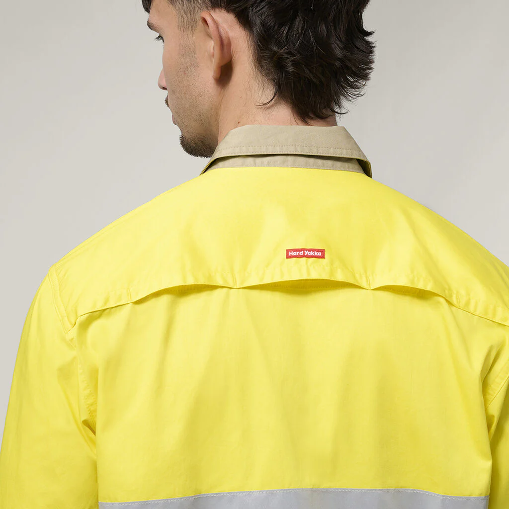 Hard Yakka Core Hi-Vis Long Sleeve 2 Tone Taped Vented Cotton Shirt (Y07940) - Image 14