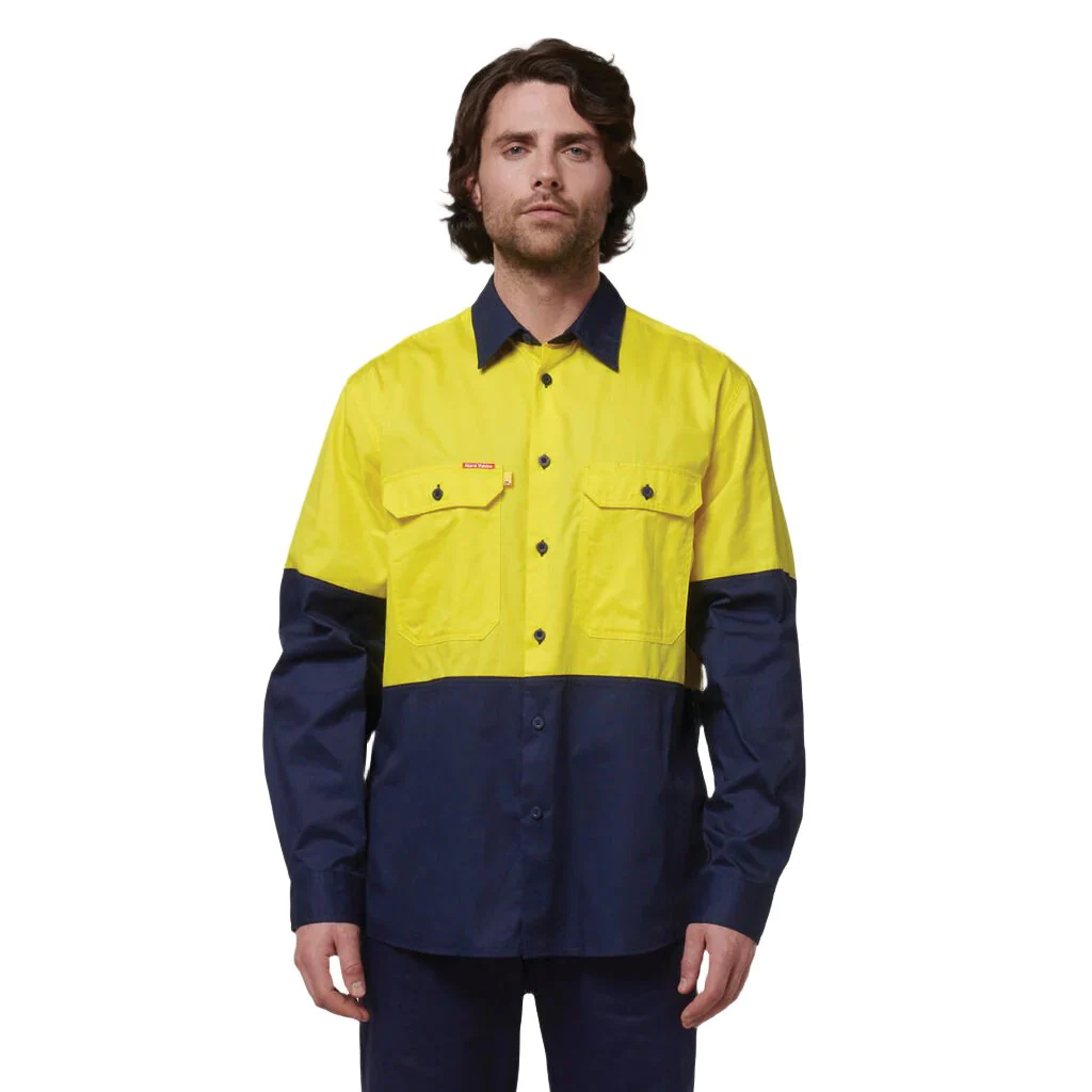 Hard Yakka Core Hi-Vis Long Sleeve 2 Tone Vented Cotton Shirt (Y07950) - Image 10