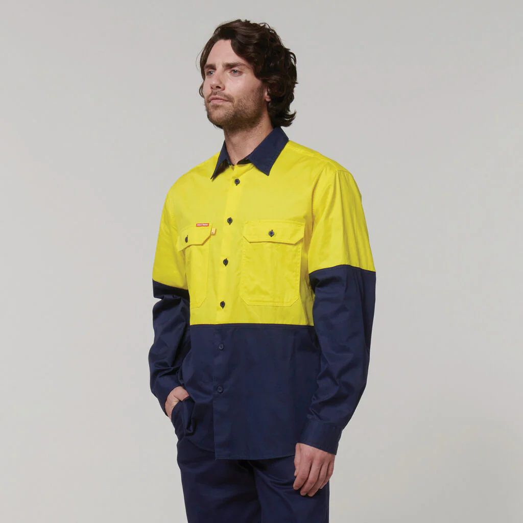 Hard Yakka Core Hi-Vis Long Sleeve 2 Tone Vented Cotton Shirt (Y07950) - Image 11