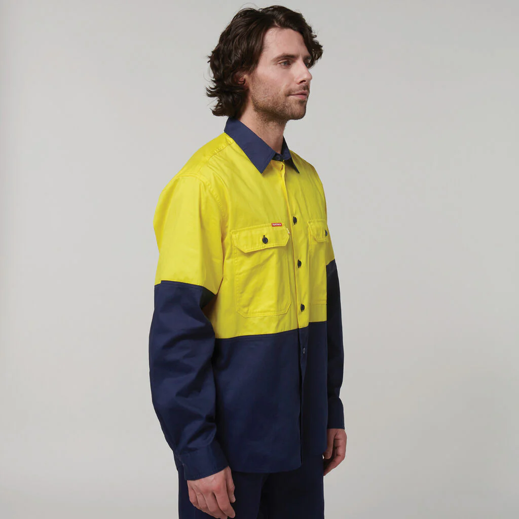 Hard Yakka Core Hi-Vis Long Sleeve 2 Tone Vented Cotton Shirt (Y07950) - Image 13