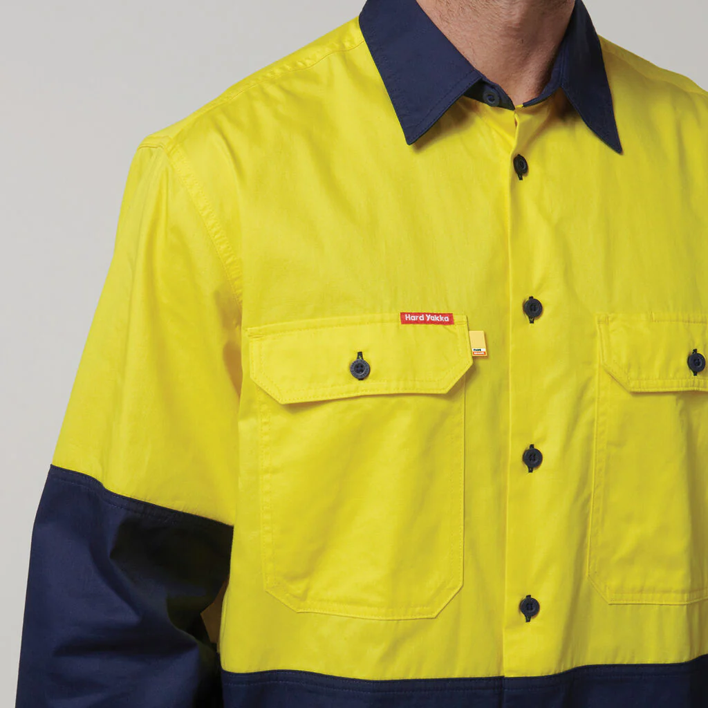 Hard Yakka Core Hi-Vis Long Sleeve 2 Tone Vented Cotton Shirt (Y07950) - Image 15