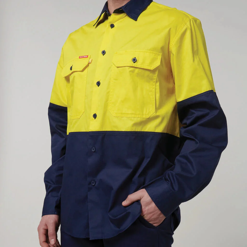 Hard Yakka Core Hi-Vis Long Sleeve 2 Tone Vented Cotton Shirt (Y07950) - Image 16