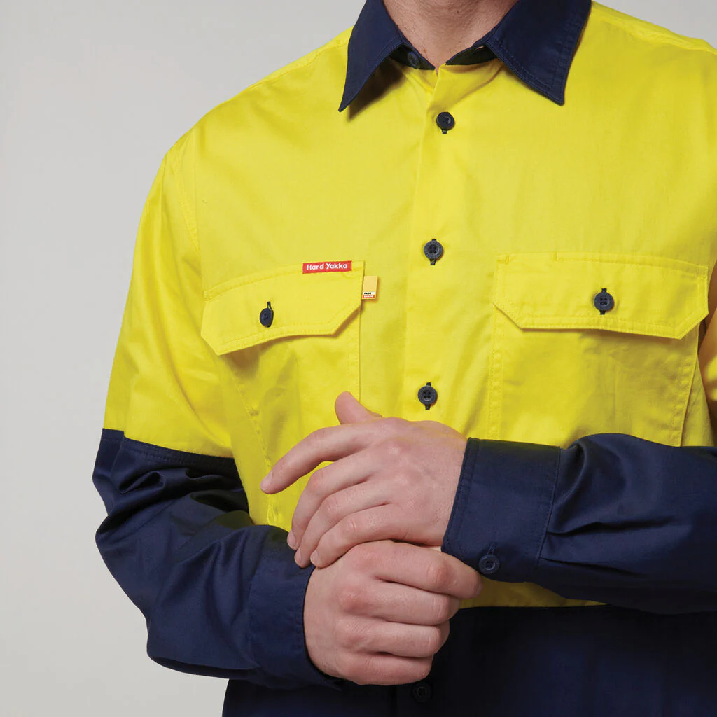 Hard Yakka Core Hi-Vis Long Sleeve 2 Tone Vented Cotton Shirt (Y07950) - Image 17