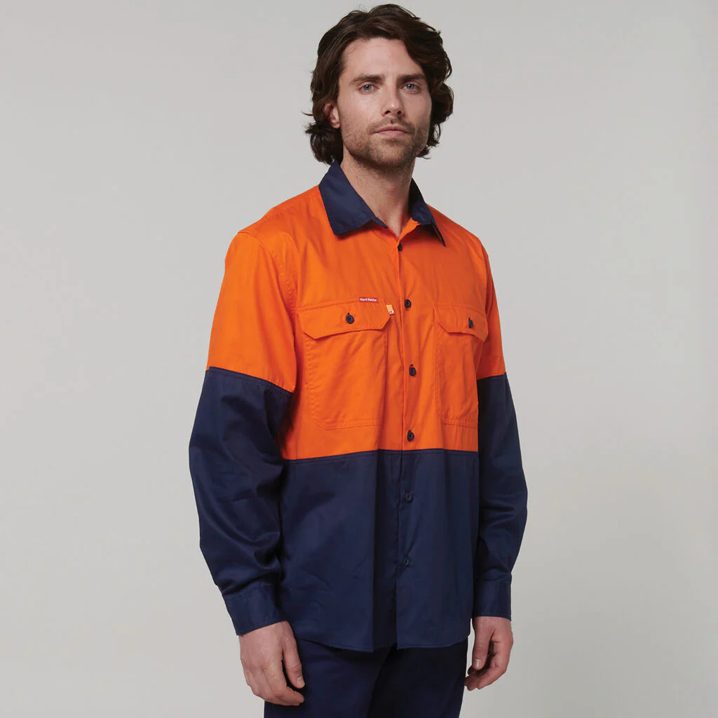 Hard Yakka Core Hi-Vis Long Sleeve 2 Tone Vented Cotton Shirt (Y07950) - Image 5