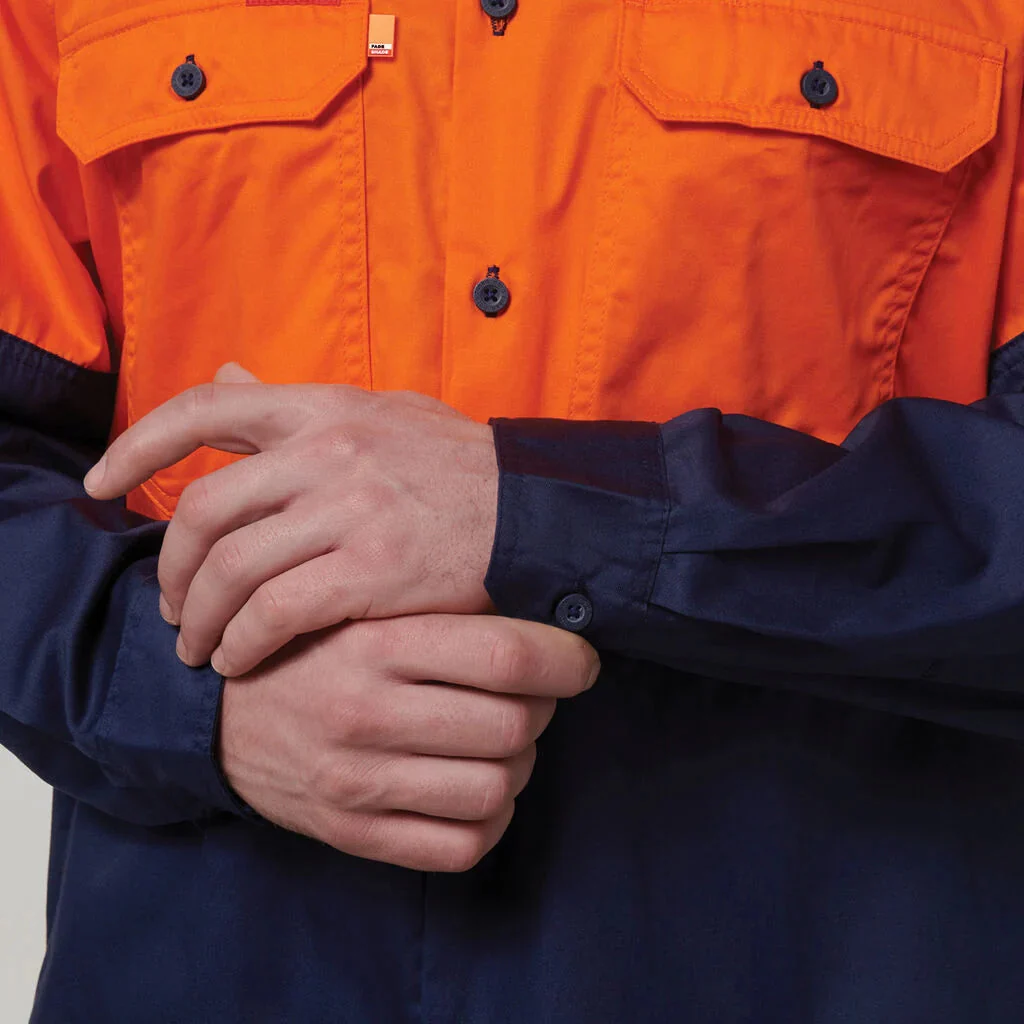 Hard Yakka Core Hi-Vis Long Sleeve 2 Tone Vented Cotton Shirt (Y07950) - Image 9