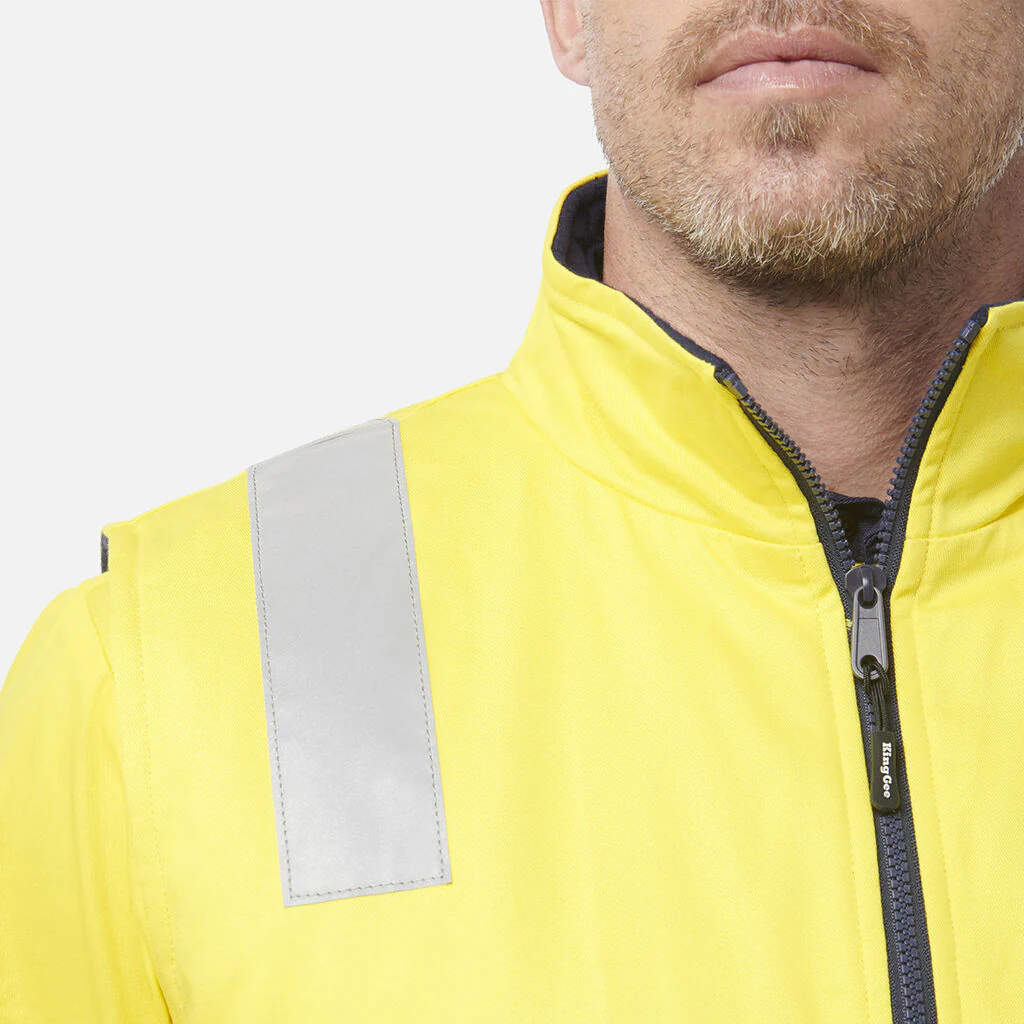 King Gee Originals 3 in 1 Hi-Vis Cotton Drill Reflective Work Jacket (K55400) - Image 6