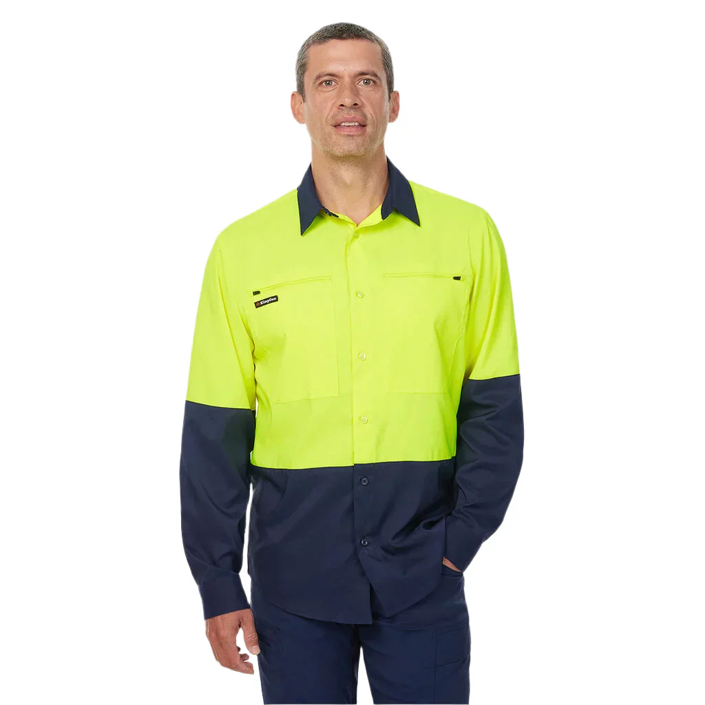 King Gee Dry Cool Hi Vis Spliced Shirt Long Sleeve Shirt (K54036) - Image 10