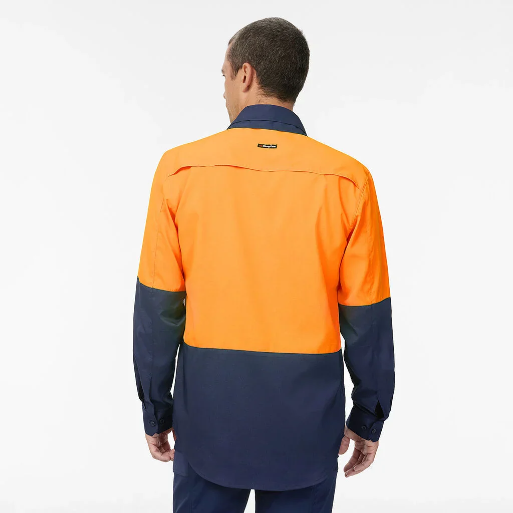King Gee Dry Cool Hi Vis Spliced Shirt Long Sleeve Shirt (K54036) - Image 3